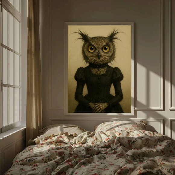 Original Victorian Owl Art Print + Digital Copy - Picture 4 of 10